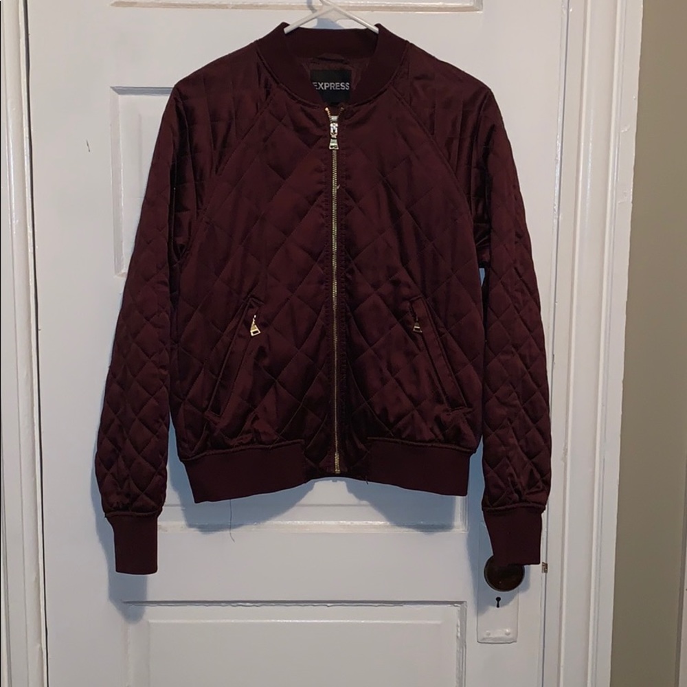 Dark maroon bomber jacket